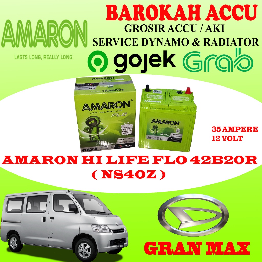 AKI MOBIL DAIHATSU GRAN MAX AMARON HI LIFE FLO 50B20R / NS40Z , 40 AH