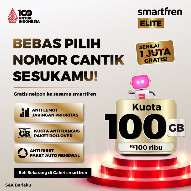 Smartfren Kuota 100GB & 70GB Full 24 Jam