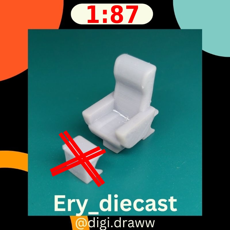 kursi / jok / single seat pesawat & bus miniatur bus skala 1:87 bahan resin