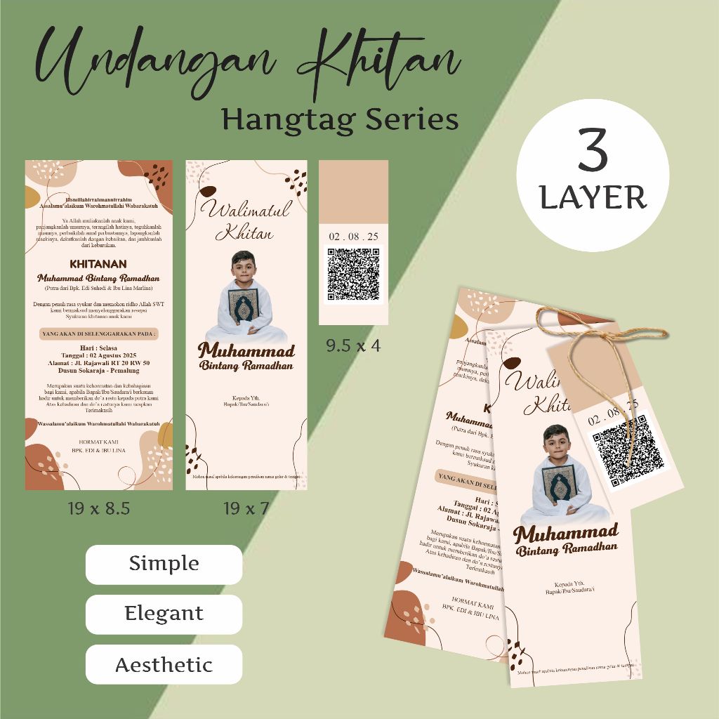 UNDANGAN KHITAN HANGTAG UNIK ELEGAN SIMPLE MURAH EKONOMIS - UNDANGAN VIRAL KEKINIAN