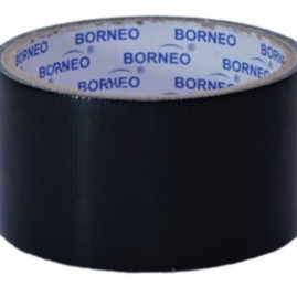 Lakban Hitam Merk Borneo Besar Linen Ukuran 48 mm x 3.5 m Perekat Tape Roll Alat Packing Selotip Day
