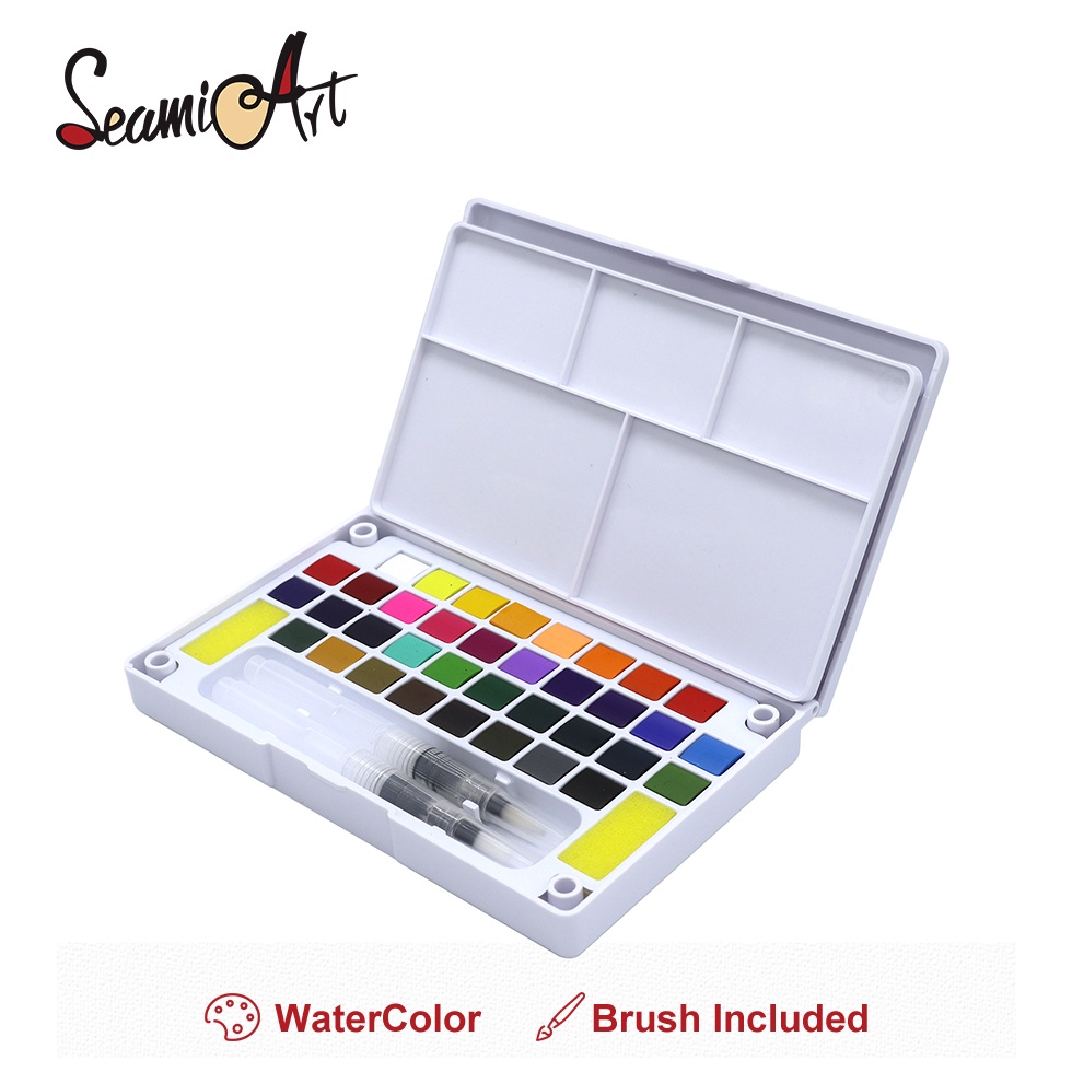 

KODE E89N SeamiArt 12 18 24 36color Solid Watercolor Paint Gift Set Free Paint Brush Cat Air Padat Warna Terang Dengan Kuas Air Otomatis