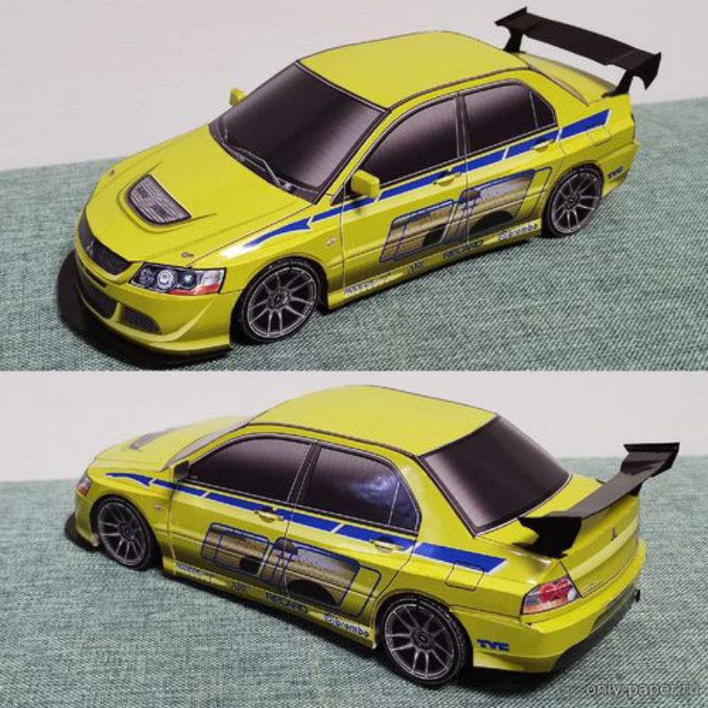 Lembaran pola papercraft mobil Mitsubishi lancer evo 9 (OP-Ac11)