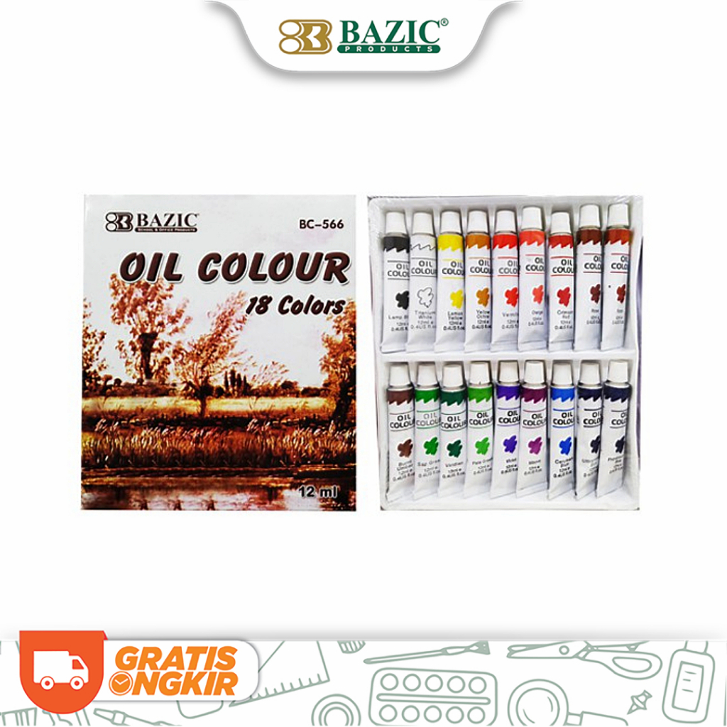 

Bazic Oil Colour 18 Colors - Cat Minyak 18 Warna