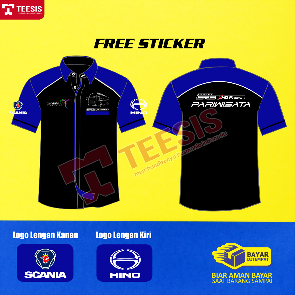 Kemeja Baju Bus Bis Mania Bismania Pariwisata SR3 XHD PRIME LAKSANA