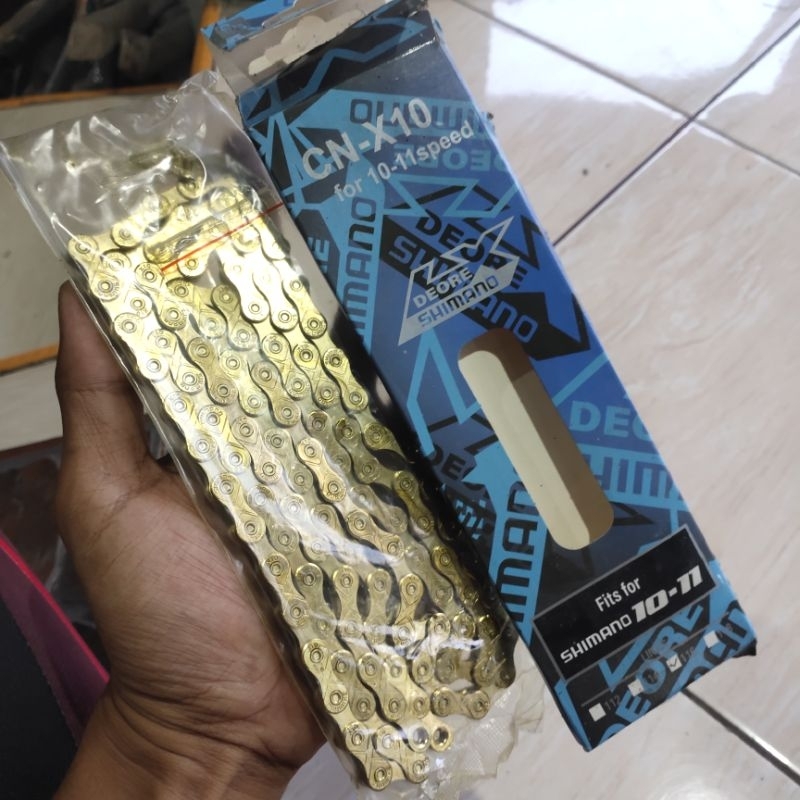 Rantai chain sepeda shimano deore gold 10-11 speed plus missing link lengkap