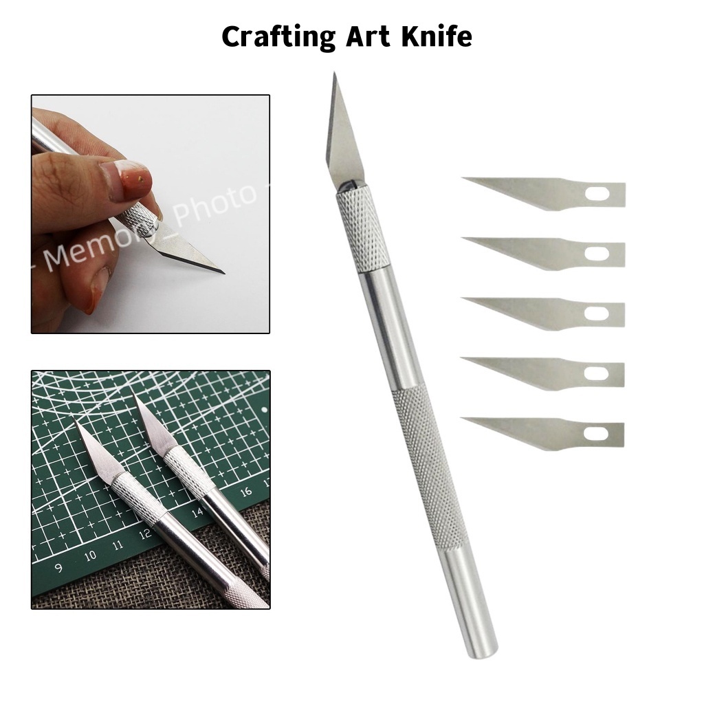 

6pcs/set Hobby knife art pen knife (total 6pcs mata pisau) / 5pcs Refill only/ 1pc hobby knife pisau ukir + 1 mata pisau