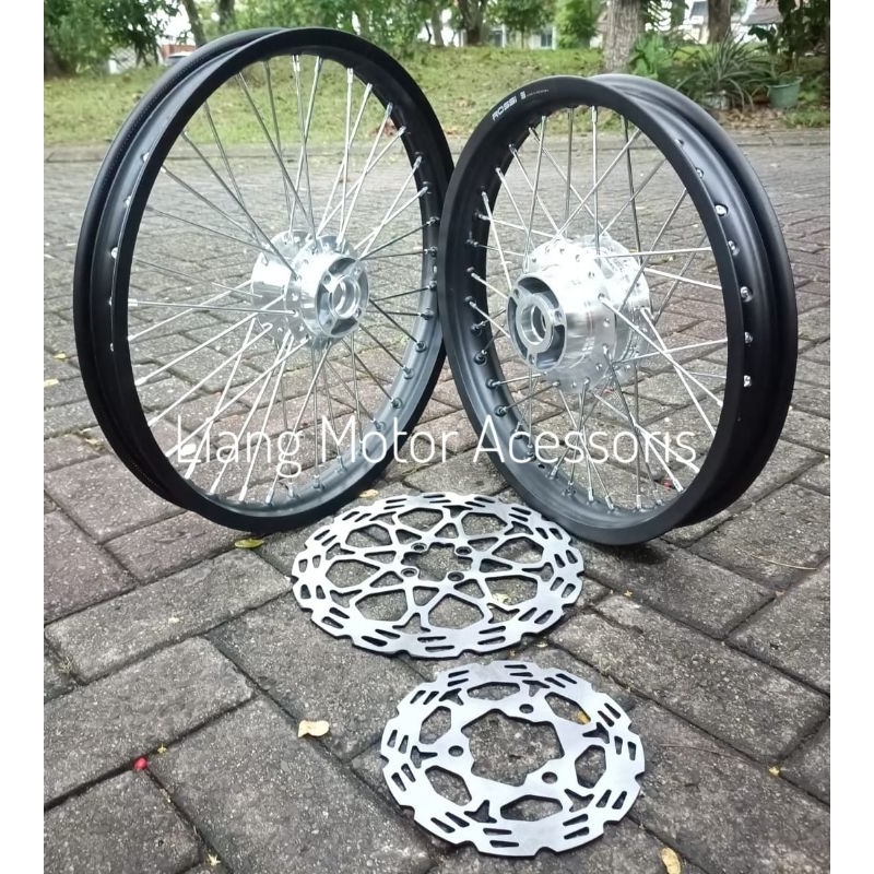 Sepaket Velg Ring 19 17 Depan Belakang Tromol Set Jari2 Plus Disc - Suzuki Satria FU 150 Modif Trail