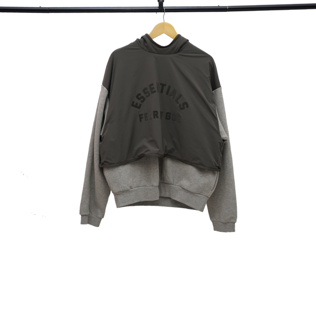 ESSENTIALS Dark Heat Oatmeal Full Paracute Hoodie Authentic / Jaket Branded Essentials Original