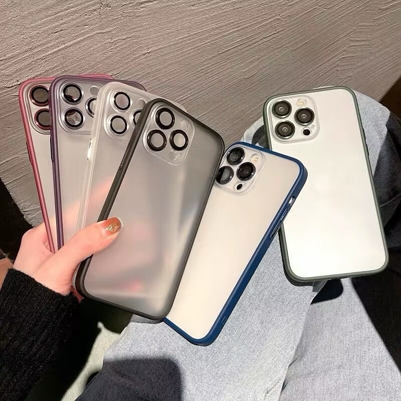 New CASE IPHONE Matte Bumper Case With Camera Glass Protection IPhone 12 13 14 14+ 15 PLUS PRO MAX
