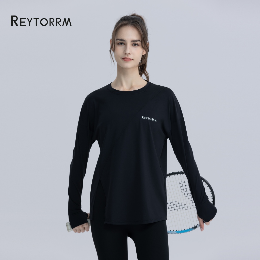 Reytorrm Baju Atau Atasan Olahraga Wanita Lengan Panjang Kaos Long Sleeve T-Shirt Yoga oversize CX00