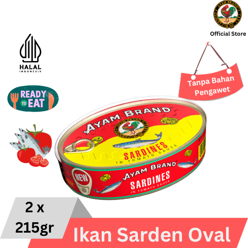 

Ayam Brand - Ikan Sarden Kaleng Oval Saus Tomat 2 pcs 215gr