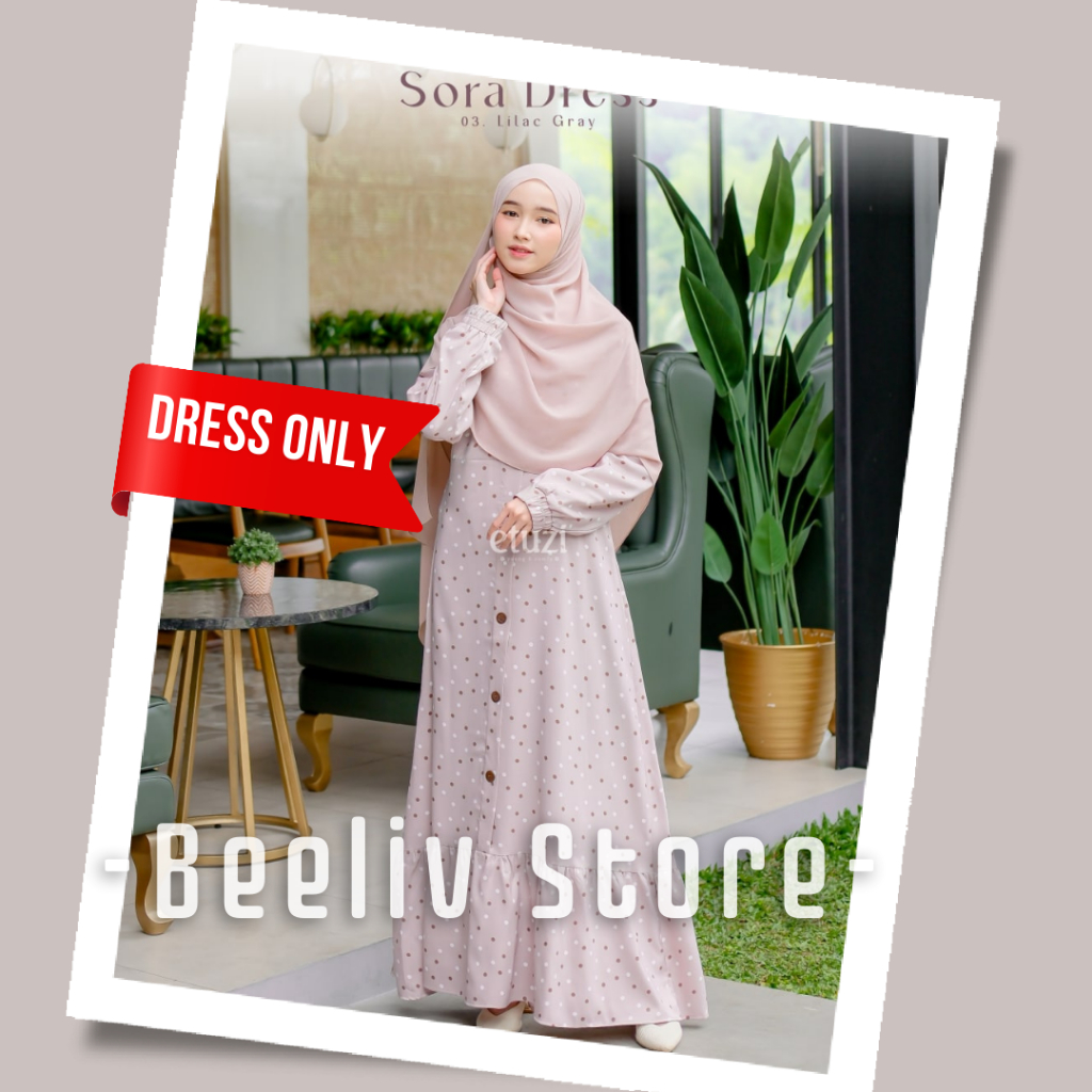 Gamis Polkadot Motif Simple Sora Dress by Etuzi Busui Adem