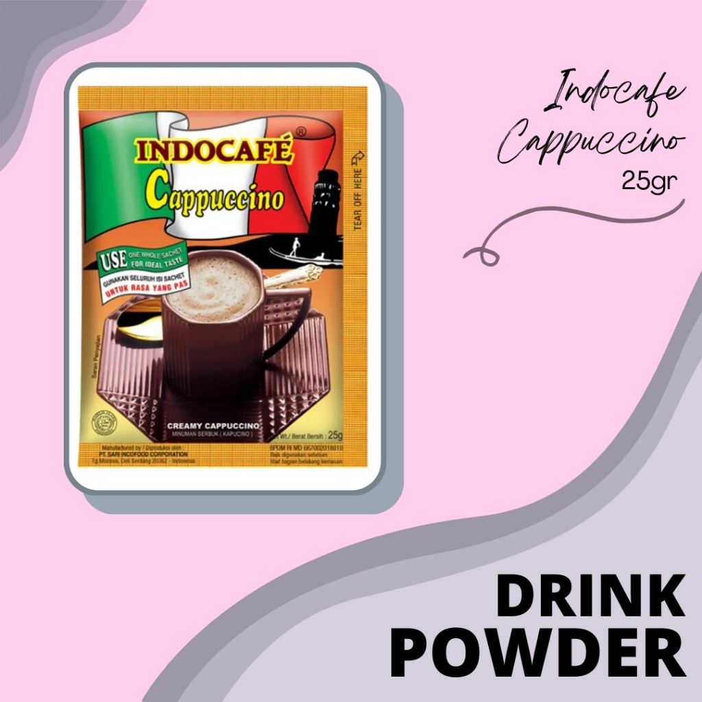 

DRINK POWDER | BUBUK MINUMAN | SERBUK MINUMAN | KOPI INSTANT | INDOCAFE CREAMY CAPPUCINO | INDOCAFE CAPPUCCINO