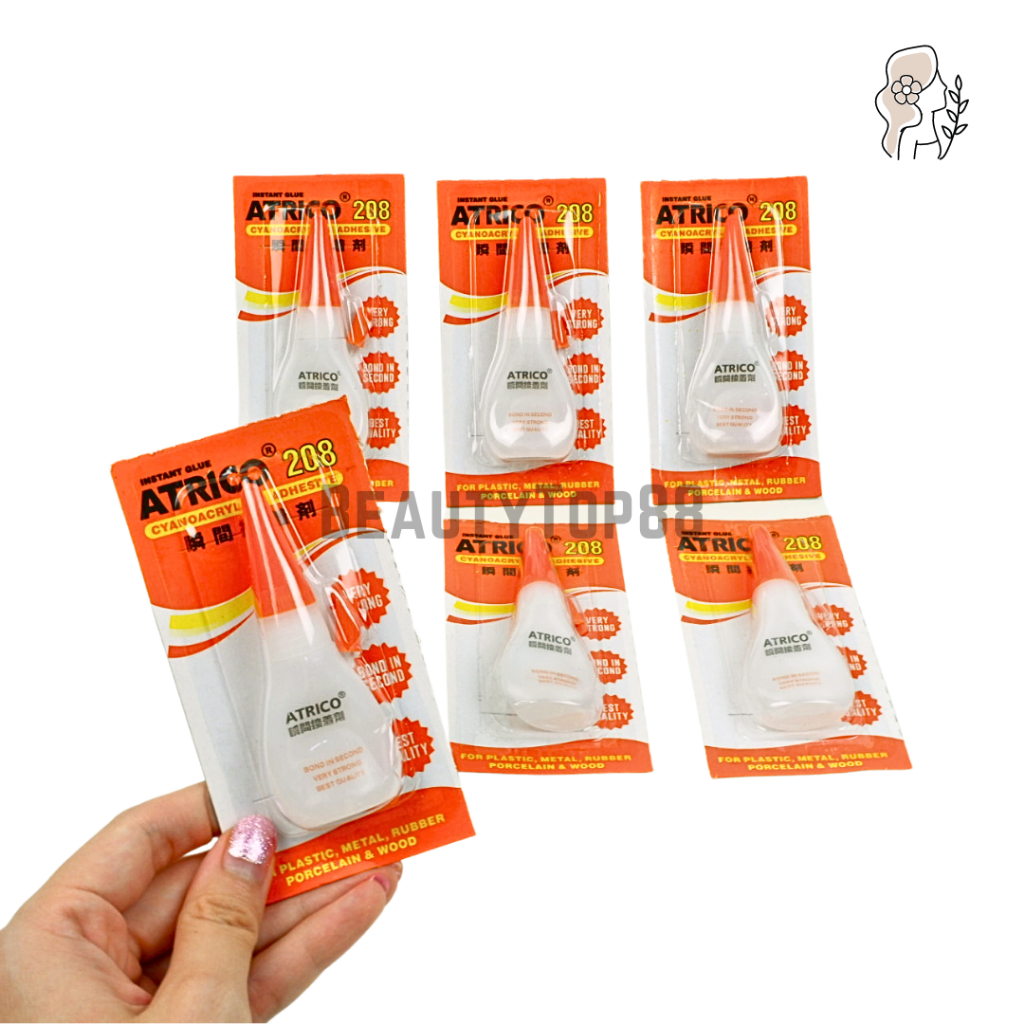 Lem Korea Atrico 208 Botol Renceng 5 gr / Lem Cair Super Power Glue / Lem Instant Tetes Serbaguna
