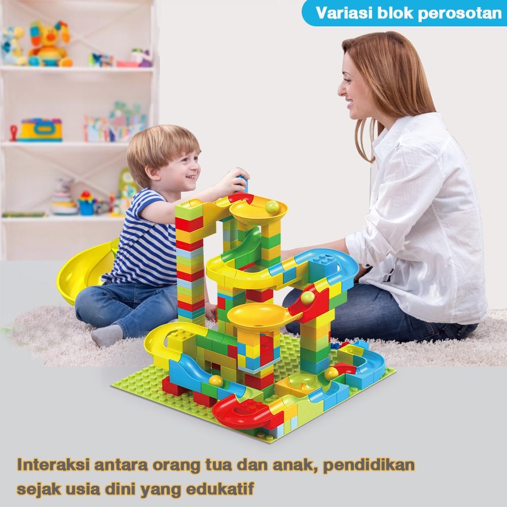 HOT Tatajoy Marble Run Building BlocksBalok Susun Mainan Anak 3D Maze Ball Roll Run Building Blocks