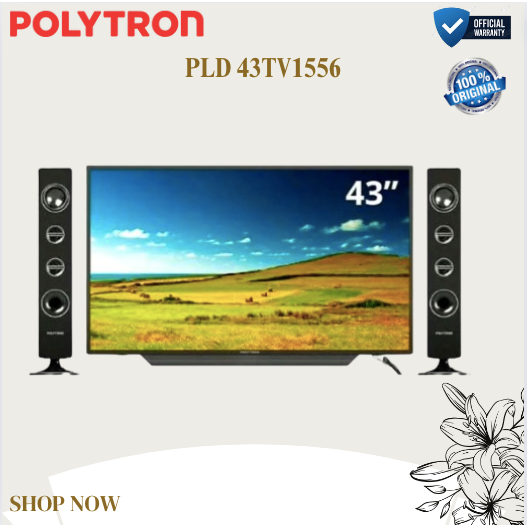 TV LED Polytron 43 inch PLD-43TV1556/PLD43TV1556/PLD43 TV1556/PLD 43TV1556/PLD-43 TV1556/PLD 43 TV1556 dengan Digital TV dan Soundbar Cinemax.