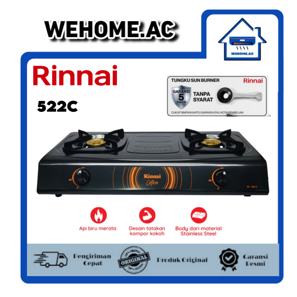 Kompor Rinnai 2 Tungku Rinnai 522C Kompor Dua Tungku