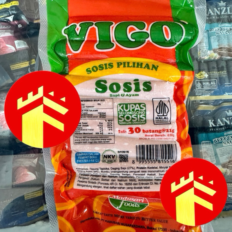 

VIGO SOSIS SAPI 30 PCS + 2 PCS 630 GR SOSIS SAPI AYAM VIGO MERAH 32 PCS VIGO SOSIS SAPI MERAH