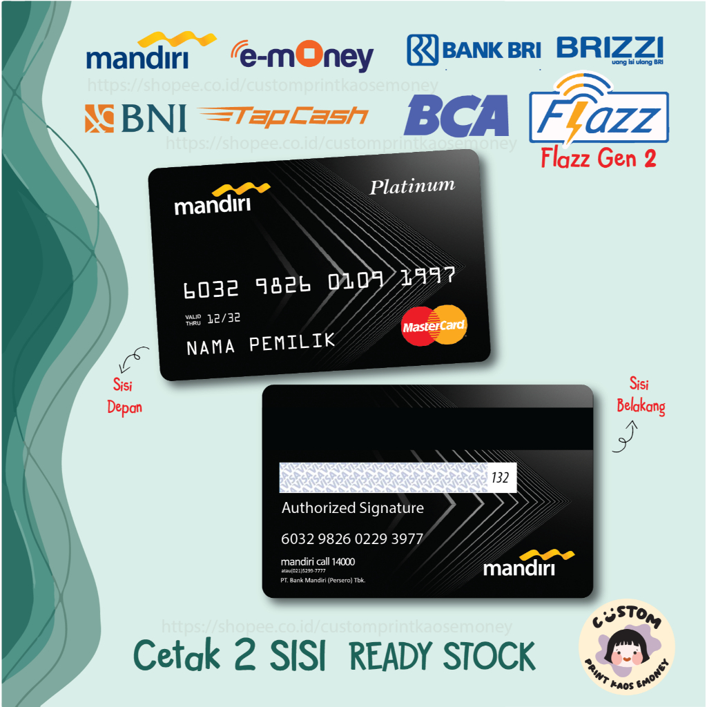 KARTU E MONEY E TOLL KREDIT CARD BLACK KEREN MANDIRI TAPCASH BRI BRIZZI FLAZZ BCA GEN 2 - 2 SISI