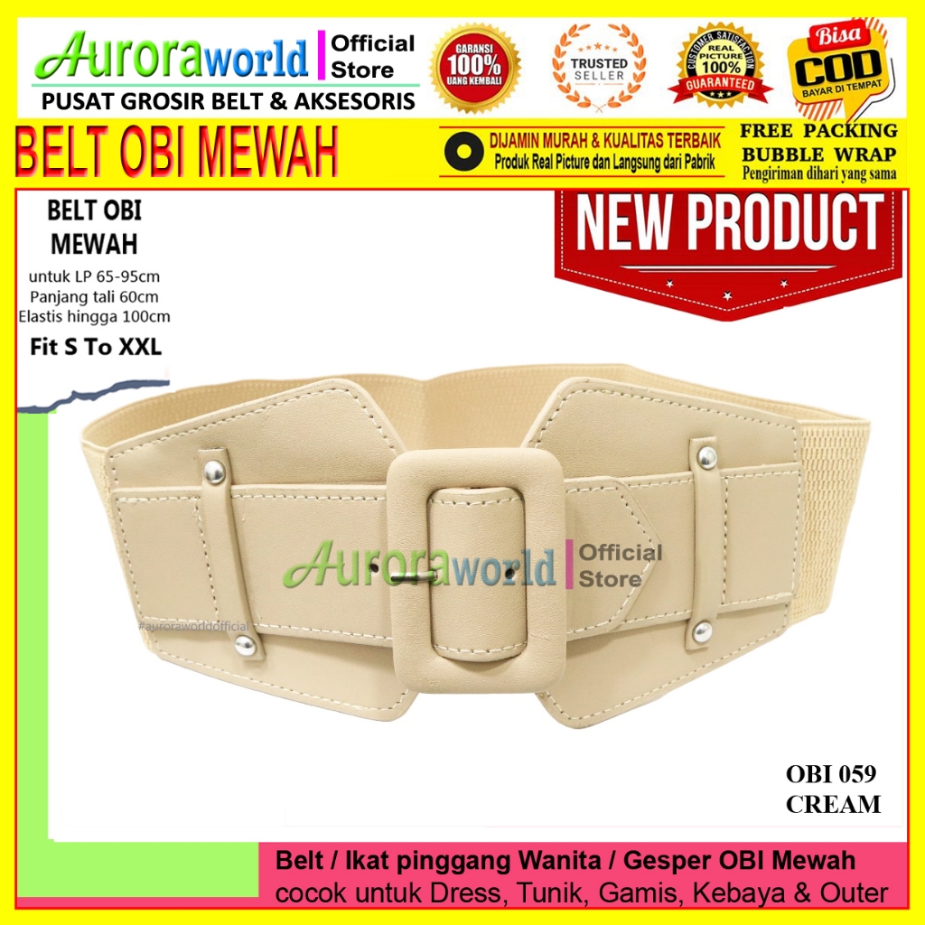 Auroraworld BELT OBI LEBAR IKAT PINGGANG KARET BESAR FASHION WANITA KOREA SABUK KULIT ELASTIS