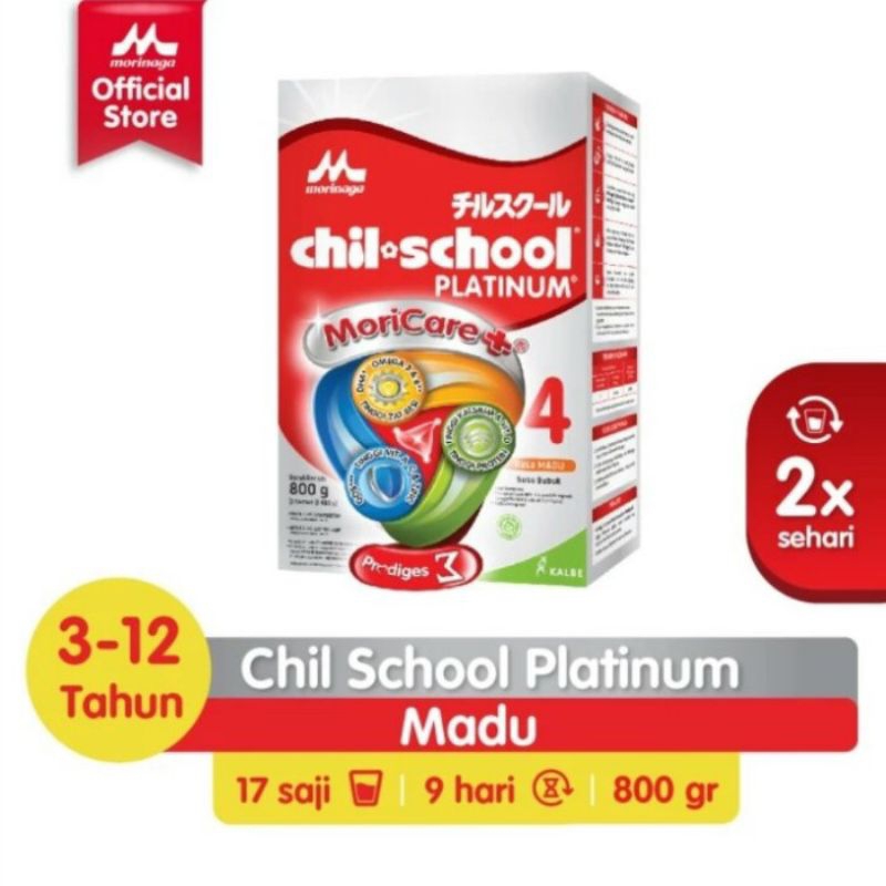 Chil school platinum 4 morinaga susu formula anak 3 -12 tahun 800gram rasa madu dan vanila