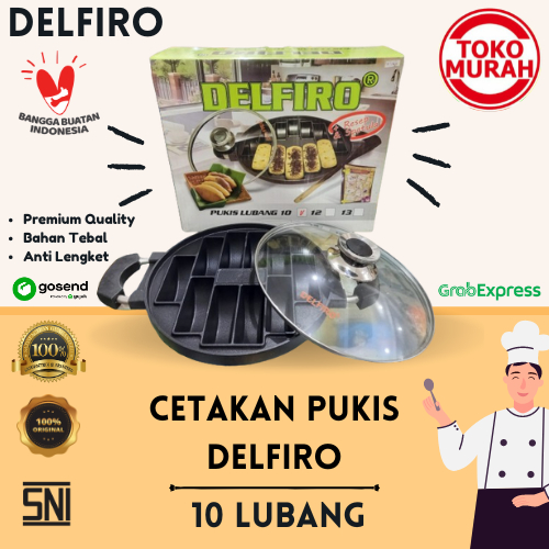 Cetakan Kue Pukis DELFIRO Premium Quality 10 Lubang Anti Lengket Bahan Tebal