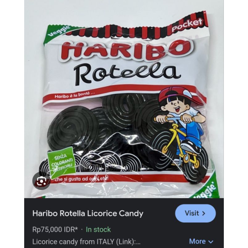 

Permen Licorice Haribo (JUAL PER PCS BUKAN PER PACK) MOHON BACA DESKRIPSI