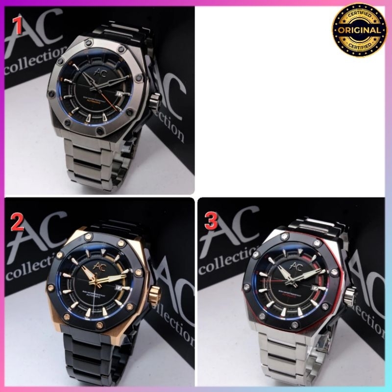 ORIGINAL GARANSI RESMI 1 TAHUN JAM TANGAN PRIA ALEXANDRE CHRISTIE AUTOMATIC RANTAI STAINLESS STEEL A