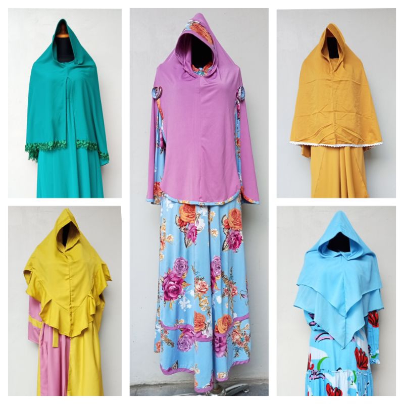 Gamis Set Hijab Syar'i Set Kerudung Baju Muslim Wanita NEW