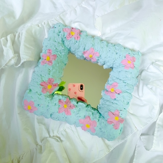 Cermin meja kantor cerm,in coqquete cermin kaca foam mirror foam kaca aesthetic mirror selfie cermin