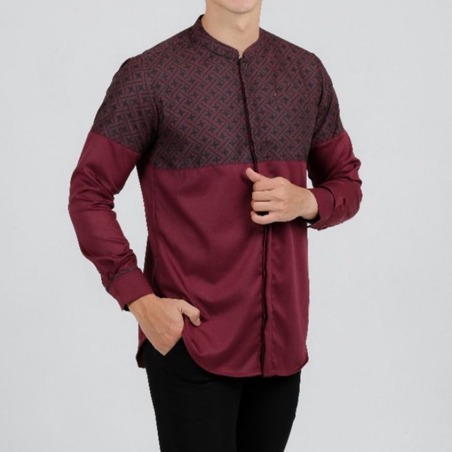 Kemeja Batik Sublim Hazein Lengan Panjang Dewasa/Atasan Pria/Kurta Pakistan