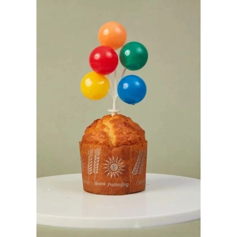 Topper kue balon bola 5 pcs macaron / warna warni balls color