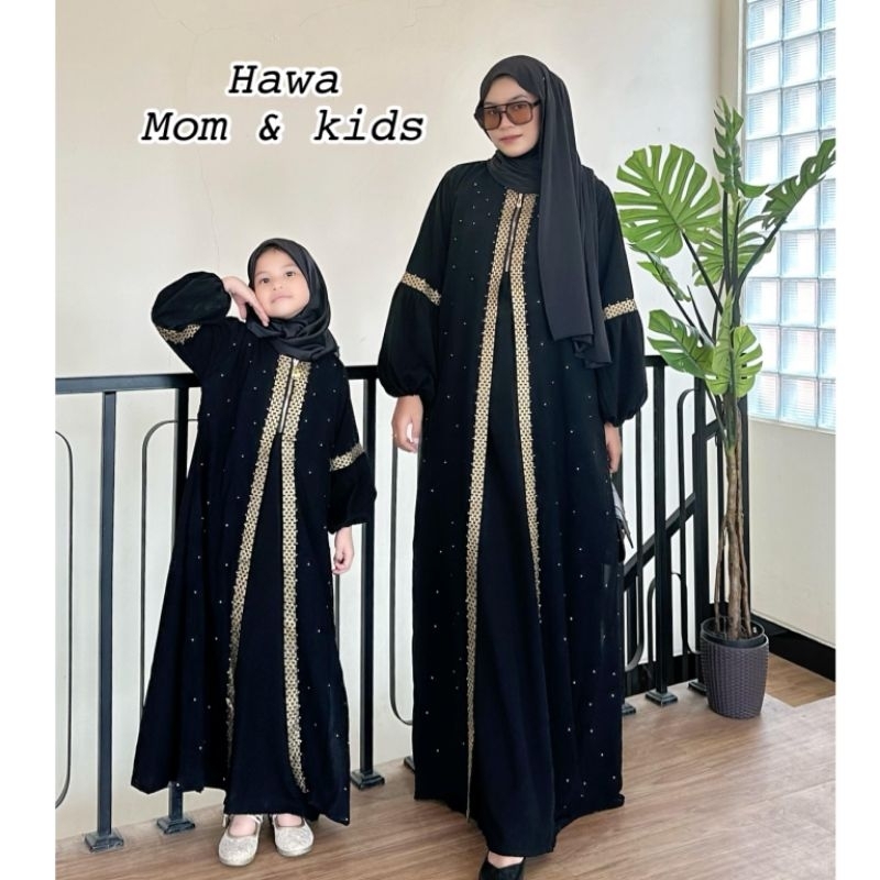 Abaya Hitam Hawa Abaya Couple Ibu dan anak Gamis Saudi Murah