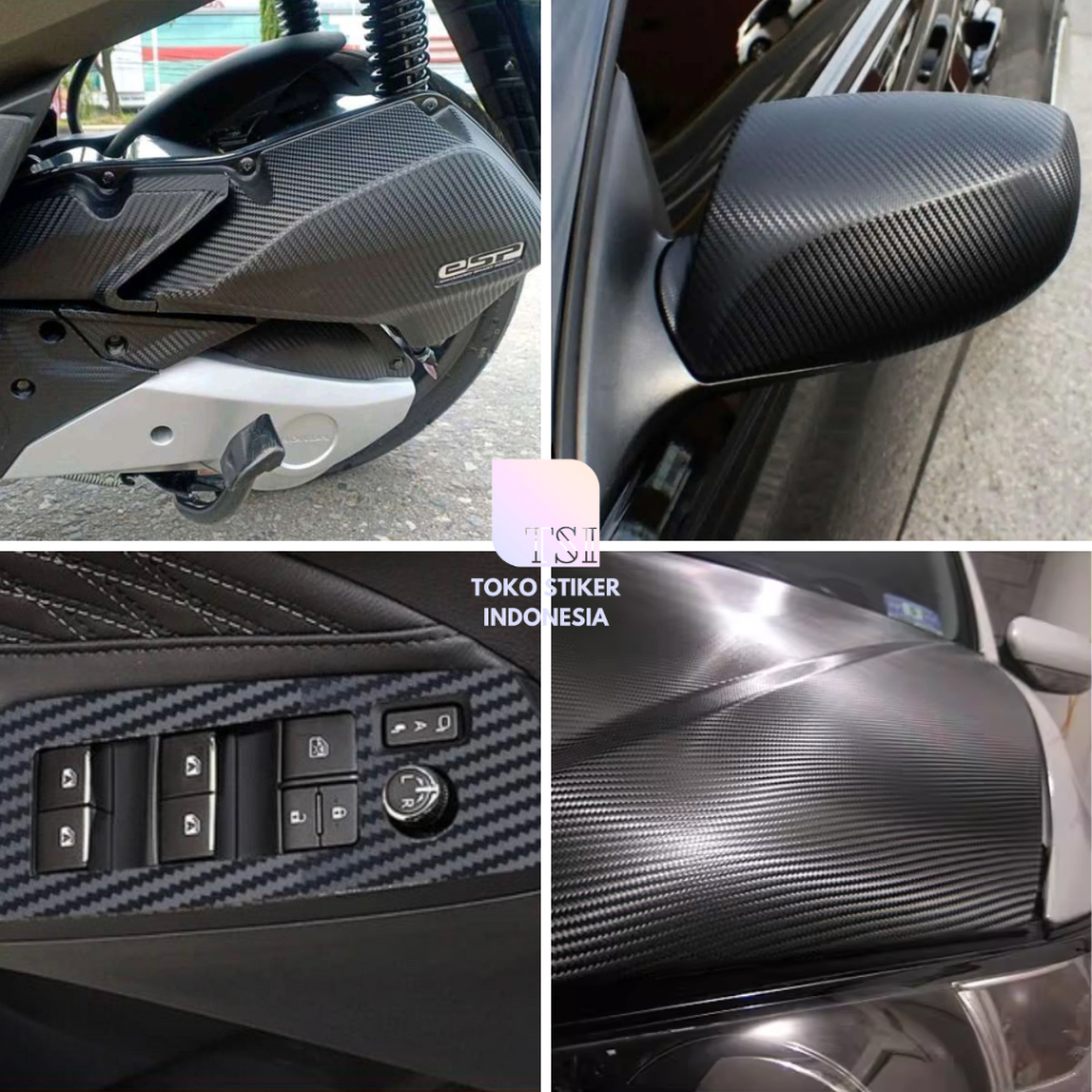 READY Stiker Karbon 2D 3D 6D Premium High Quality Glossy Forged Kevlar Black Skotlet Carbon