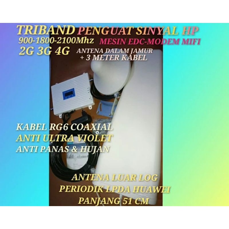 Full Set Triband Repeater Signal Cell Phone Penguat Sinyal Edc MiFi Booster Signal Lte Jaringan Inte