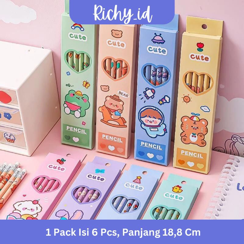 

6 pcs pensil karakter lucu / pensil karakter anak / pensil karakter lucu