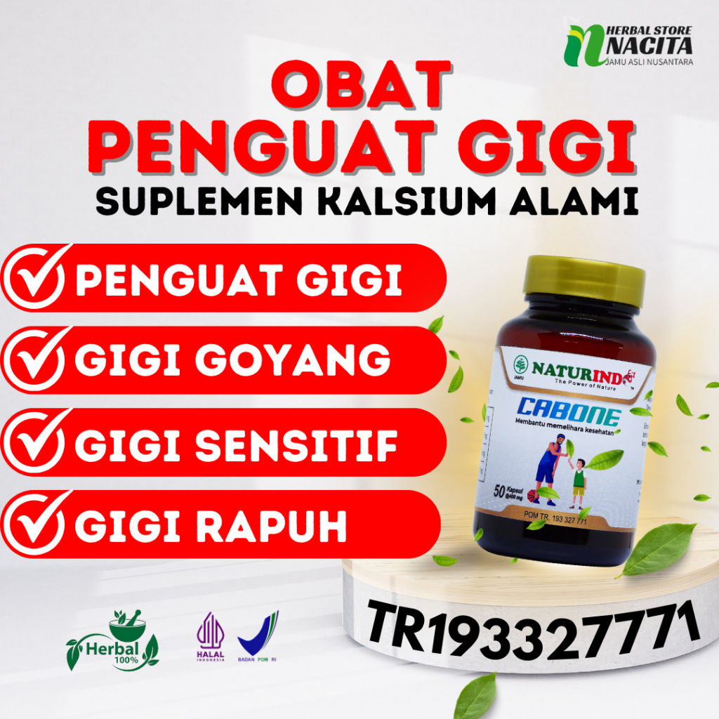 Obat Penguat Gigi Goyang Penambah Kalsium Herbal Alami Cabone