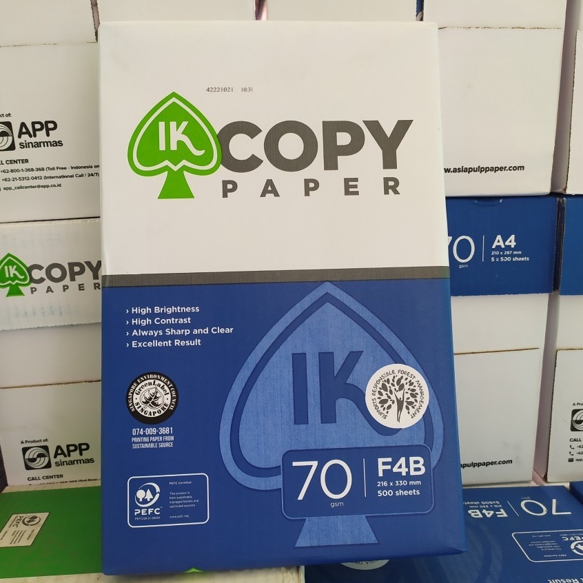 

Produk Trending Kertas HVS Folio F4 7 Gsm IKCopy Paper 1 Rim 5 Lembar