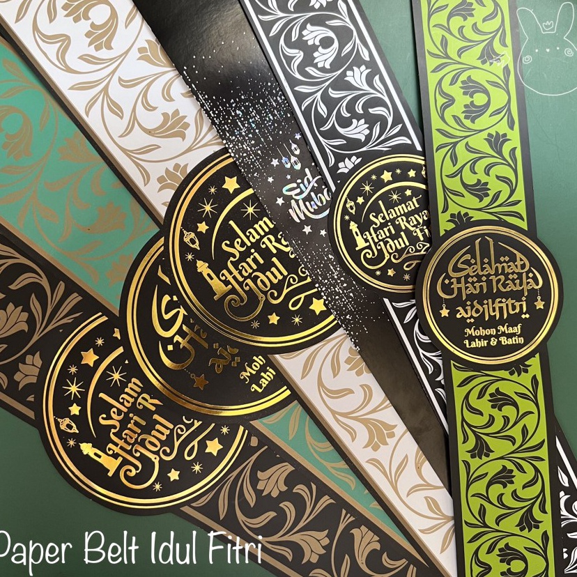 

Kualitas Terbaik 1pcs Paper Belt Idul Fitri Lebaran Eid Mubarak Sleeve Kertas Sabuk PBI