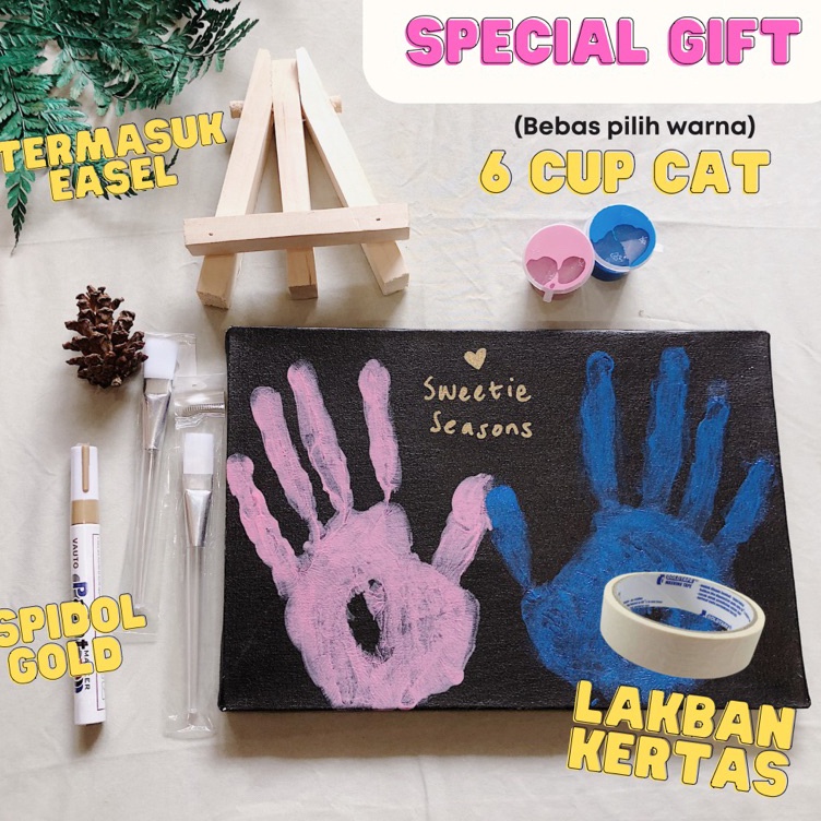

Diskon Minggu Ini TERMASUK EASEL DIY Handprint Painting Kit Canvas Hitam by Sweetie Seasons Canvas Lukis Set Easel Lukisan