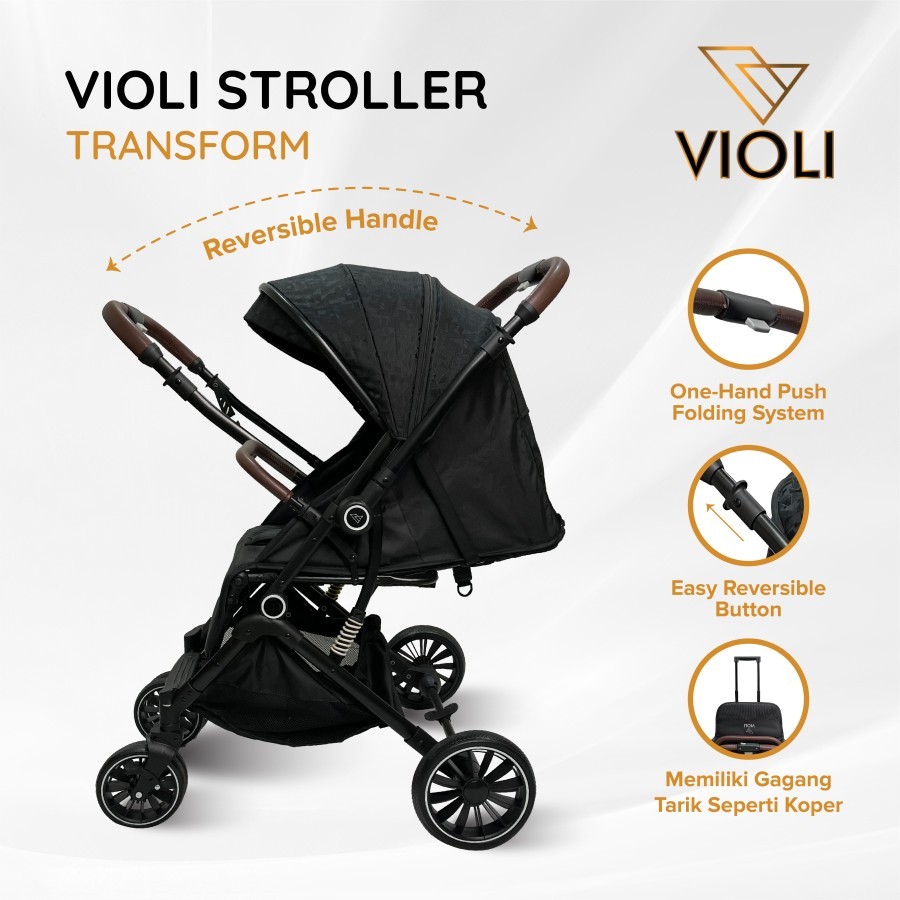 Violi Stroller Transform Black -Stroller Baby Bayi Anak Kereta Dorong