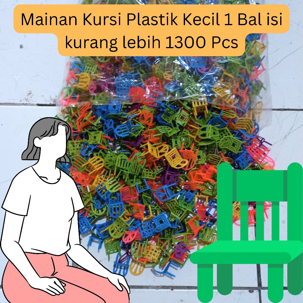 MAINAN KURSI PLASTIK CURAH KECIL 1 BAL ISI KURANG LEBIH 1300