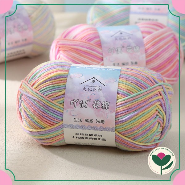 Benang rajut 4 ply multicolor katun akrilik impor acrylic cotton yarn benang katun sembur warna grad