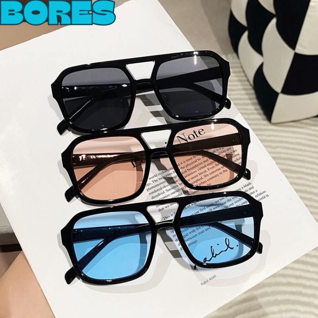 BORES Kacamata Hitam Korea Wanita KC010 Kacamata Retro Klasik Frame Besar Persegi Kaca mata Style Ko