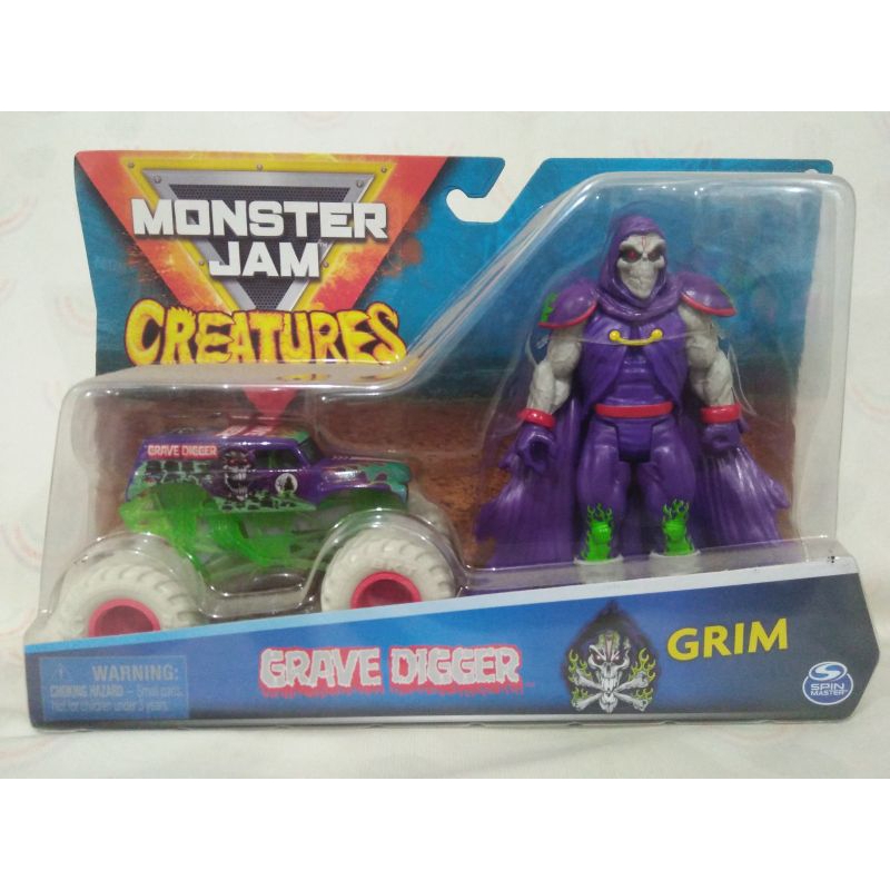 MONSTER JAM CREATURES GRAVE DIGGER WITH FIGURE SPIN MASTER