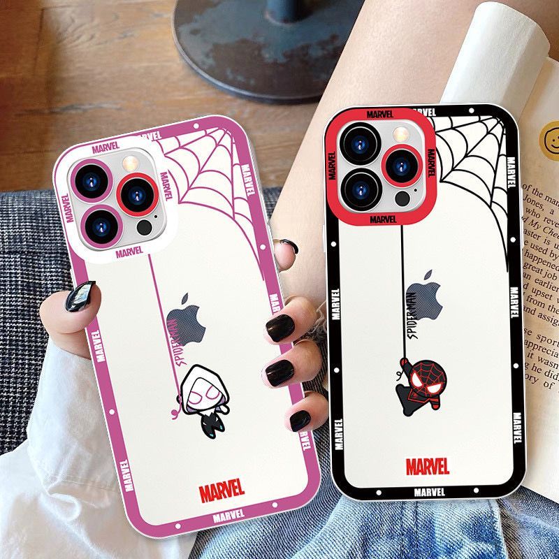 #M22 Iphone 13 Casing Hp - Motif SpiderMan Couple - Case Bening Protector Camera (Typelainviachat)