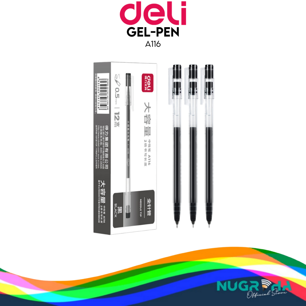 

Pen Pena Ballpoint Pulpen DELI A116 Large Capacity Gel Pen 0.5mm