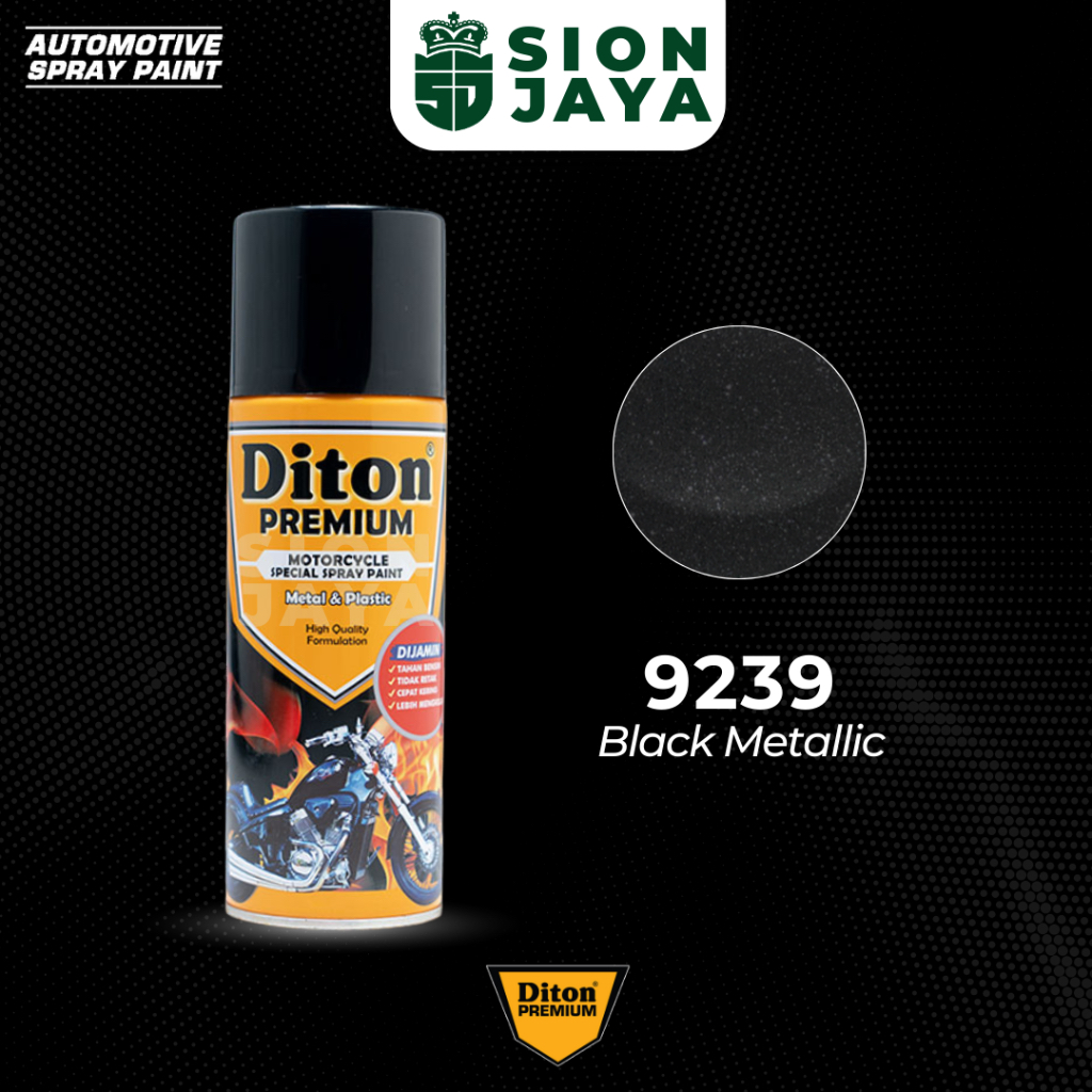 Pilox / Pylox / Cat Semprot Diton Premium Hitam Metalic Metalik Black Metallic 9239