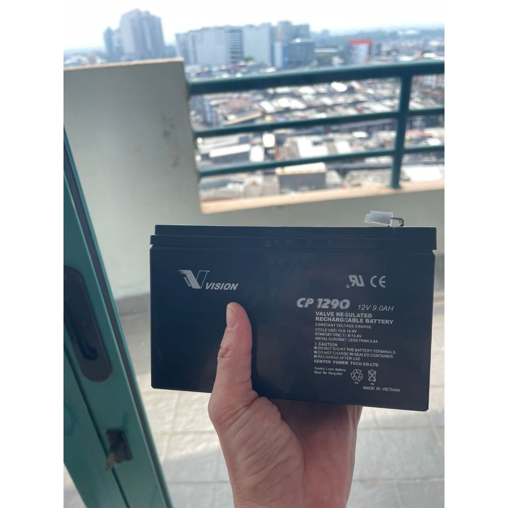 BATTERY UPS / AKI KERING / BATERAI VRLA VISION 12V 9AH CP1290 BEKAS/SECOND VOLTASE BAGUS MULUS KONDI